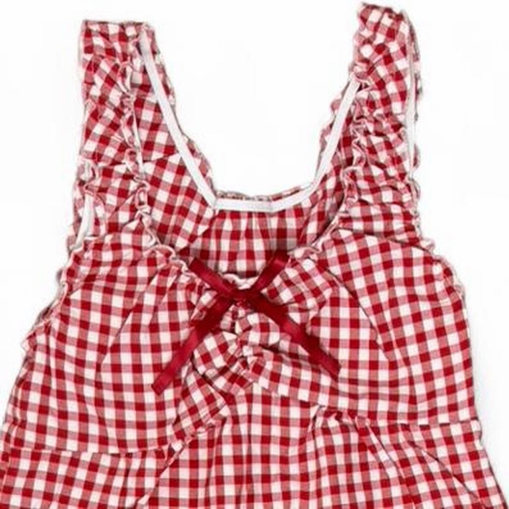 Brandy Melville Red White Gingham Ruffle Tank Top - Picture 4 of 7
